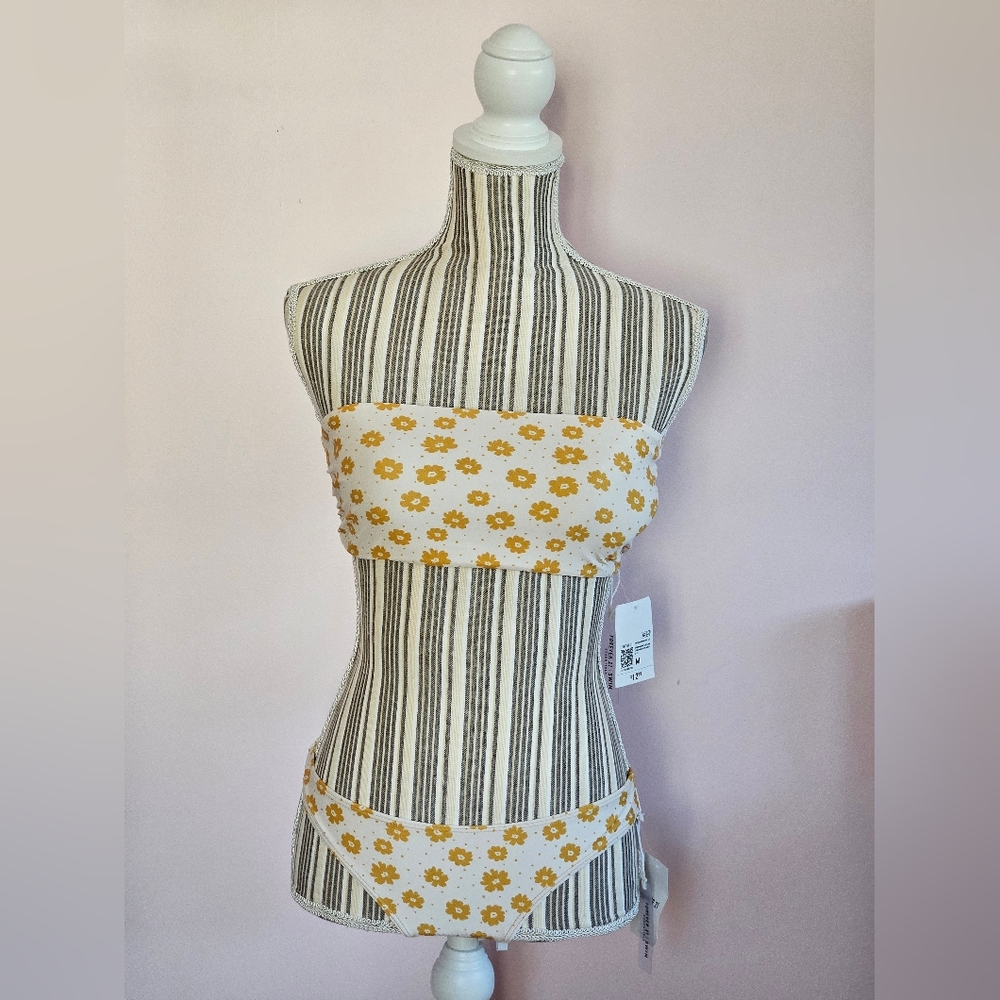 Forever 21 Yellow Floral Bikini Set (Top-Medium,Bottom-Small)
